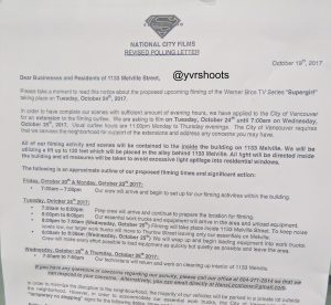 SUPERGIRL in Downtown Vancouver Overnight at 1133 Melville Street