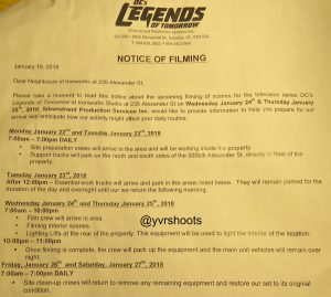 LEGENDS OF TOMORROW  in Vancouver at Ironworks off Main St.