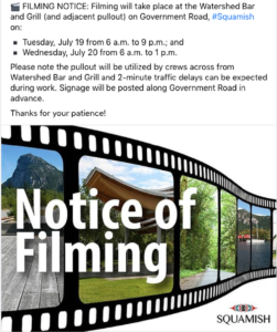 VIRGIN RIVER Season 5 Filming in Squamish. At The Watershed Grill?