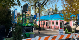 CAREER OPPORTUNITIES IN MURDER & MAYHEM filming at Mary's Diner in Vancouver's West End